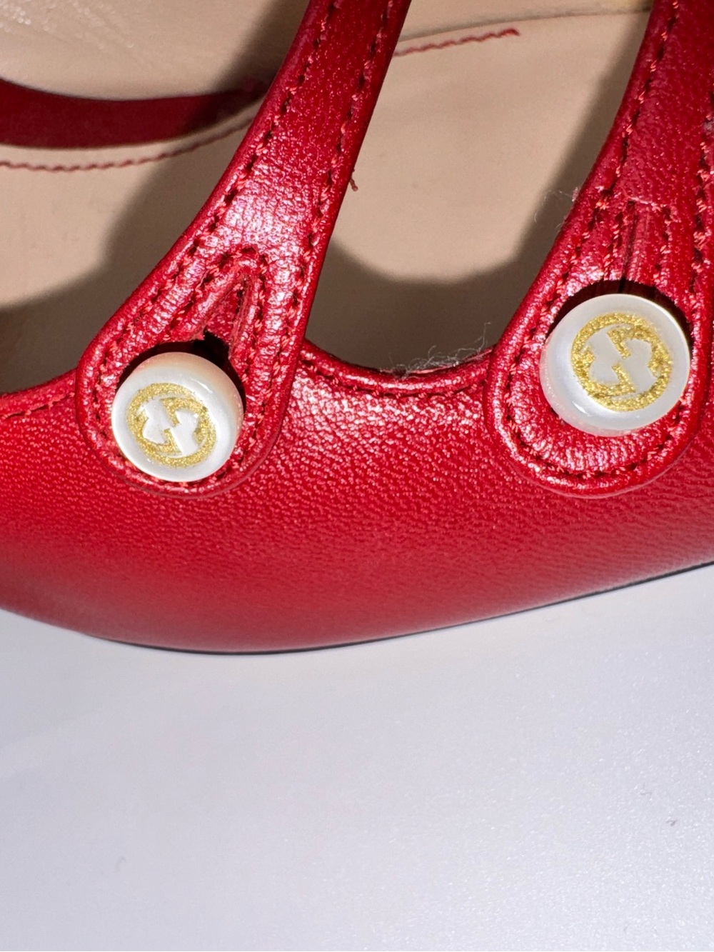 Gucci Malaga Kid Leather Double Strap Pumps Heels Red 39.5 - Picture 8 of 13